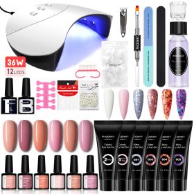 Manicure Set Poly Extension Nail Kit Gel Nails Complete Kit Gel For Extension Semi Permanent UV Varnish Kit Nail Tools Sets - 36W 12PC Set3