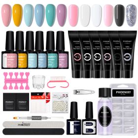 Manicure Set Poly Extension Nail Kit Gel Nails Complete Kit Gel For Extension Semi Permanent UV Varnish Kit Nail Tools Sets - 12PC New Gel Set2