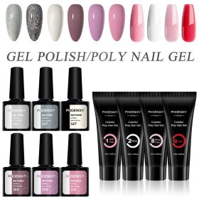 Manicure Set Poly Extension Nail Kit Gel Nails Complete Kit Gel For Extension Semi Permanent UV Varnish Kit Nail Tools Sets - 10PC Gels Set2