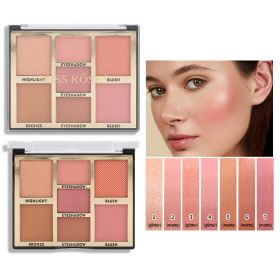 Highlighter Blush Palette Contour and Highlight Blush Palette Matte Blush Powder Face Cosmetics Blusher Light Face Blush Palette 1PCS - N1