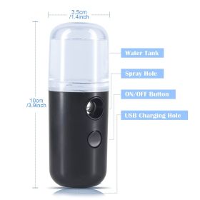 Portable Nano Facial Mist - Handy Steamer for Hydrating and Mist Hand Eyelash Extensions - 30ml USB Mist Handy Steamer for Facial Hydrating - Black