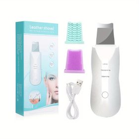 Ultrasonic Facial Cleansing Brush - Deep Cleansing and Blackhead Removal with Vibration Massage - White