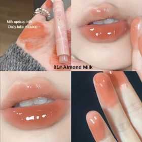 6-color Lustrous Lip Gloss with Dewy Finish - Transparent, Plumping, Moisturizing, Anti-Dryness - Enhance Your Lips' Natural Beauty - 01# Almond Milk