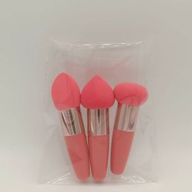 3pcs Professional Makeup Sponge Set with Handle - Blend Foundation and Concealer Effortlessly with Wedge Shaped Beauty Blender - Carmine