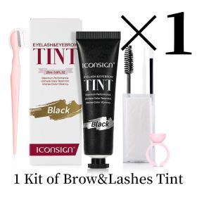 Lashes Eyebrow Tint Kit Professional Fast Perming Dye Brow Mascara Tattoo Cream Waterproof Long Lasting 60 to 90 Days - Black