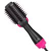 Hot Hair Brush 4 In 1 Hair Dryer Volumizer Brush Dryer Comb For Straightening Curling Drying - Black & Pink