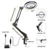 LED Magnifier Desk Lamp 8x Magnifying Glass with Light Swing Arm Desk Table Light USB Reading Lamp  - black