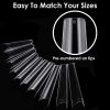 500Pcs False Nail Tips C Curve Half Cover French Nails Extra Long Fake Finger Nails For Nail Art Salons Home DIY 10 Sizes - Natural