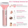 4 In 1 Women Electric Shaver Painless Rechargeable Hair Remover Eyebrow Nose Hair Cordless Trimmer Set - Pink