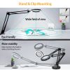 LED Magnifier Desk Lamp 8x Magnifying Glass with Light Swing Arm Desk Table Light USB Reading Lamp  - black