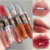 KIKO Make up Lip Oil Lip Glaze Non-Fading Lipsticks Makeup Gloss Milk Tea Mirror Transparent Lip Color Double Headed Lip Gloss - 126