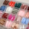 576 Pcs,French Medium Solid Color Ballerina Press On Nails,Full Cover Coffin Fake Nails,Glossy False Nails For Women And Girls,24 Colors - 24 Mixed Co