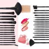 A set of 32 black makeup brushes; suitable for full makeup; blush; concealer; gloss and lip brush; girly beauty tool (without bag) - default