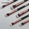 MAANGE 12pcs Eye Makeup Brushes Set With Cosmestic Bag Eyeshadow Blending Eyeliner Eyelash Eyebrow Brushes Make Up Professional - Black stick rose gol