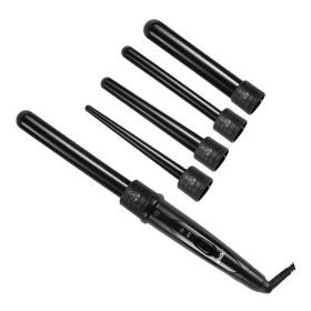 5 In 1 Tube Changing Curler Ceramic Spiral Hairdressing Tool (Option: Black-EU)