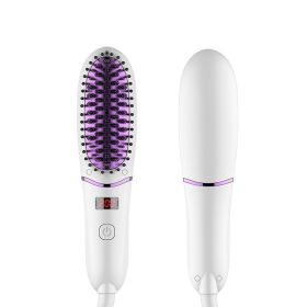 Negative Ion LED Display Electric Straight Comb (Option: White Purple EU)